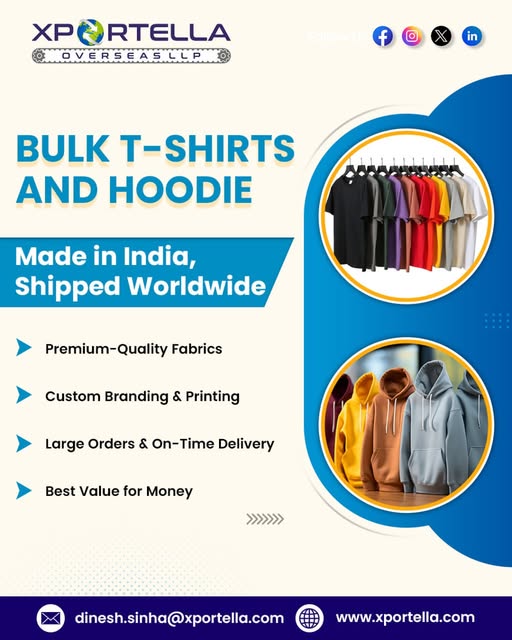  Xportella Overseas LLP – Your trusted partner for Bulk T-Shirts & Hoodies!